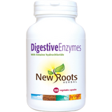New Roots Herbal Digestive Enzymes with betaine hydrochloride supplement vegetable capsules white jar.