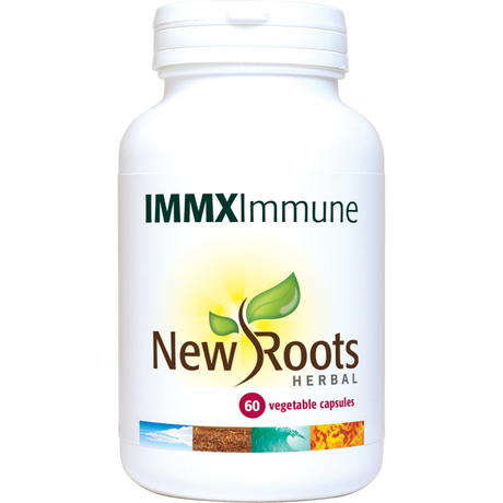 New Roots Herbal IMMX Immune supplement vegetable capsules white jar.