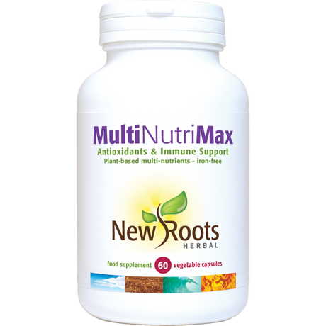 New Roots Herbal MultiNutriMax Antioxidants & Immune Support supplement vegetable capsules white jar.
