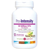 White bottle of New Roots Pro-Intensity probiotic capsules.