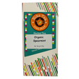 Niks Tea Organic Spearmint herbal tea box with colorful geometric stripe patterns.