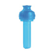 Translucent blue Steepware tea infuser with a textured cylinder and wide top cap.