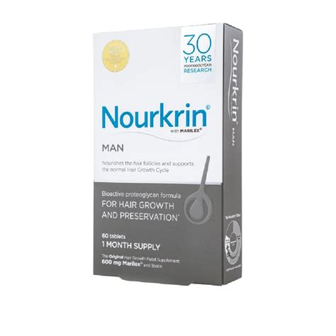 Nourkrin Men hair loss treatment 60 tablets with Marilex for hair growth and thinning support.