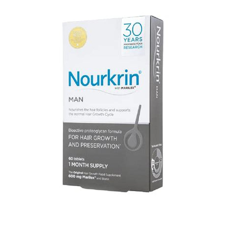 Nourkrin Men hair loss treatment 60 tablets with Marilex for hair growth and thinning support.