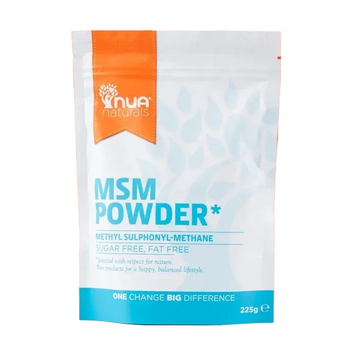Nua Naturals MSM Powder pouch on a white background.