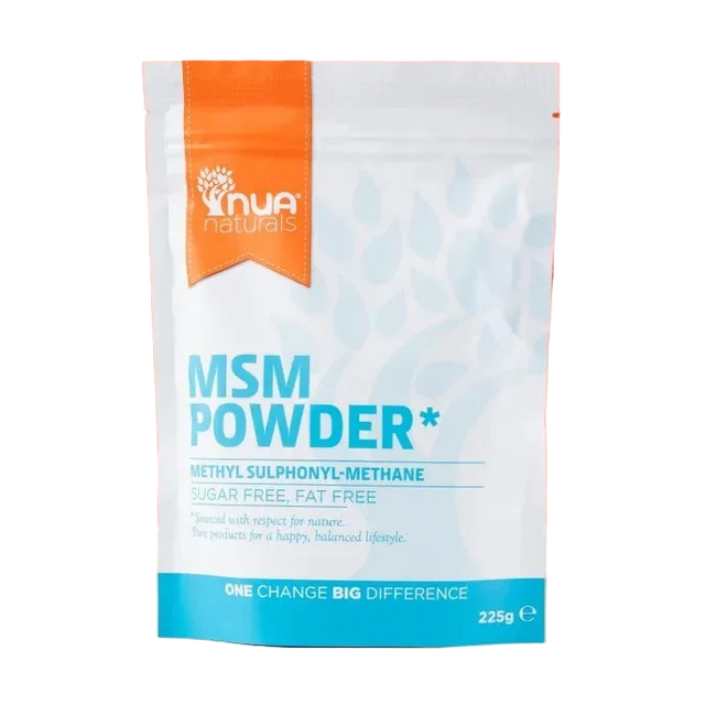 Nua Naturals MSM Powder pouch on a white background.