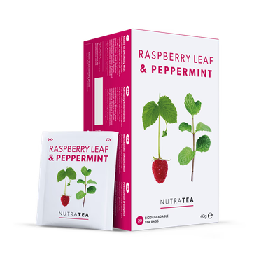 NutraTea Raspberry Leaf and Peppermint herbal tea bags for female wellness and digestive support 20 bags pack