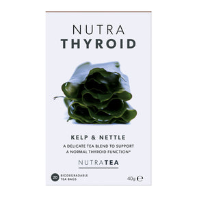 NutraThyroid Herbal Tea bags for thyroid support and metabolism 20 pack iodine rich kelp and ashwagandha blend.
