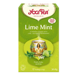 A box of Yogi Tea Organic "Lime Mint" Ayurvedic blend with lime, liquorice, and peppermint, containing 17 caffeine-free teabags.