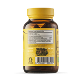The back label of a Taka Turmeric supplement bottle with product information for 120 capsules and a barcode.