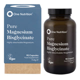 One Nutrition Pure Magnesium Bisglycinate 90 capsules highly absorbable vegan food supplement.