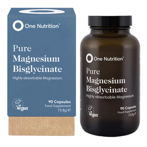 One Nutrition Pure Magnesium Bisglycinate 90 capsules highly absorbable vegan food supplement.