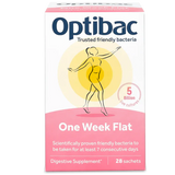 OptiBac One Week Flat probiotics 28 sachets for bloating relief and digestive balance gluten free gut health supplement.