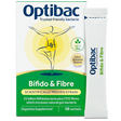 Optibac Probiotics Bifido & Fibre sachets with 25 billion live cultures and prebiotic FOS for digestive regularity and gut health.