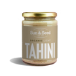 Sun & Seed Organic Light Tahini glass jar with a gold lid.