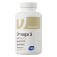 A white bottle of OstroVit Omega 3 dietary supplement with a gold and blue label, shown on a clean white background.