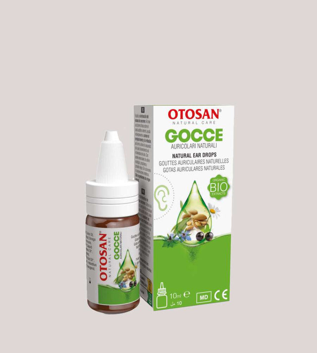 Otosan natural ear drops bottle and box with organic bio plant extracts.