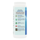 Side view of NaturesPlus Magnesium Powder bottle showing Non-GMO, Environmentally Responsible, Recyclable, Gluten Free, and GMP Certified logos.
