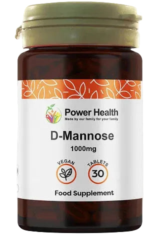 Power Health D-Mannose 1000mg supplement bottle on a white background