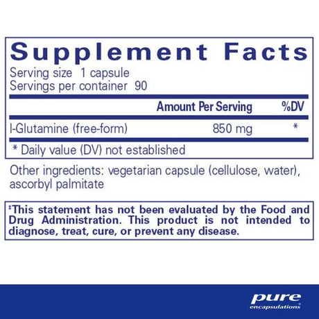 Pure Encapsulations L-Glutamine 850mg - 90 capsules