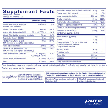 Pure Encapsulations O.N.E Multivitamin (No Iron) 60 caps