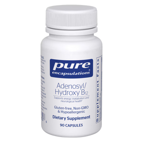 White bottle of Pure Encapsulations Adenosyl/Hydroxy B12 capsules.