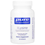 White bottle of Pure Encapsulations l-Lysine dietary capsules.