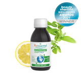 Puressentiel Respiratory Cough Syrup bottle with lemon, mint, and award seal.