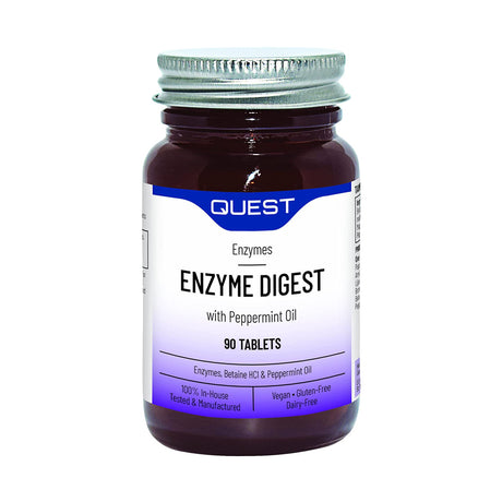 Quest Enzyme Digest tablets with peppermint oil for healthy digestion.