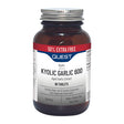 A bottle of Quest Kyolic Garlic 600, containing 90 tablets of aged garlic extract. The label indicates the product is odourless, vegan, gluten-free, and dairy-free, and contains water and oil-soluble compounds from organically grown garlic. The packaging also highlights a "50% extra free" offer.
