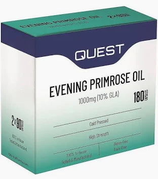Box of Quest Evening Primrose Oil on a white background