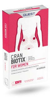 Quest CranBiotix for Women probiotic and cranberry extract 30 capsules supplement box.
