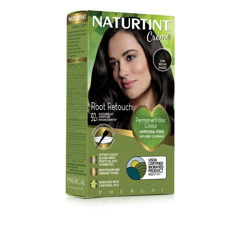 Naturtint Crème dark brown shades permanent root retouch hair color box.