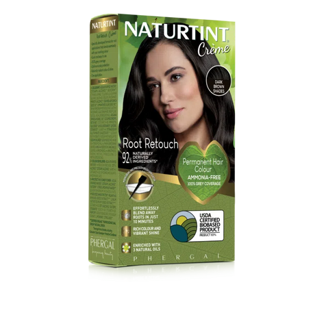 Naturtint Crème dark brown shades permanent root retouch hair color box.