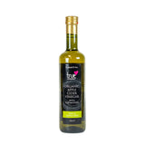A 500ml glass bottle of True Organic Apple Cider Vinegar with a black label, featuring "Raw & Unfiltered" in a green banner and a gold-capped lid.