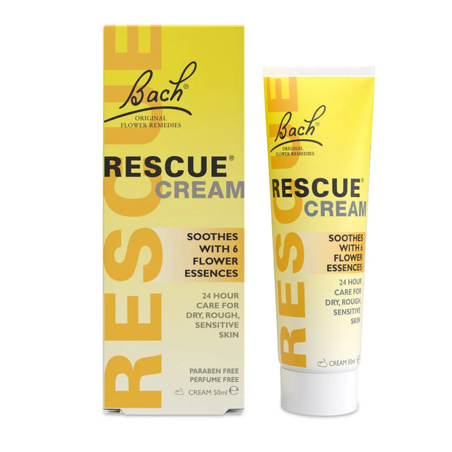 Bach Rescue Cream 50ml tube and box for sensitive skin.
