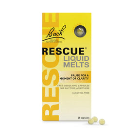 Bach Rescue Liquid Melts alcohol-free capsules for a moment of clarity.