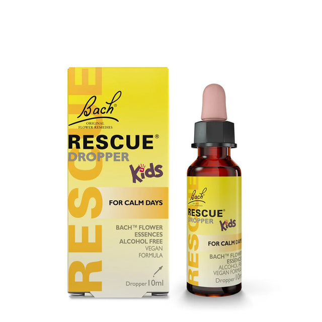 Bach Rescue Kids dropper for calm days, alcohol free vegan formula.