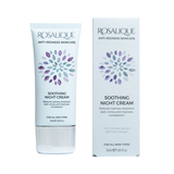 White Rosalique Soothing Night Cream tube and box with purple floral graphic.