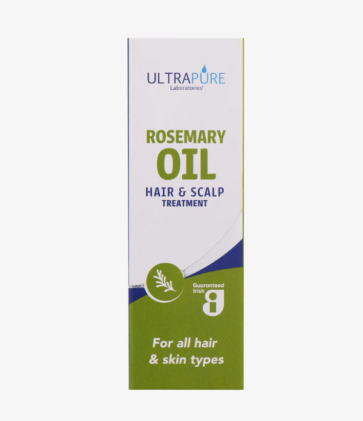 Ultrapure Laboratories Rosemary Oil Hair & Scalp Treatment in a white and olive green vertical box.