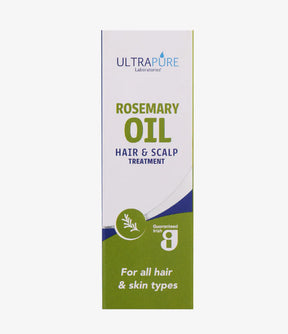 Ultrapure Laboratories Rosemary Oil Hair & Scalp Treatment in a white and olive green vertical box.