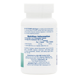 Back label of NaturesPlus Animal Parade Gold children's multi-vitamin showing nutrition facts, 500 IU Vitamin D3, Vitamin K2, and a whole food nutrient blend in a sugar-free chewable formula.