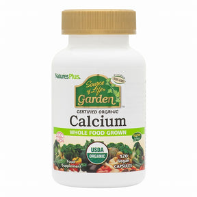 Nature's Plus Source of Life Garden Organic Calcium capsules 1000mg for bone density and skeletal strength 120 capsules.