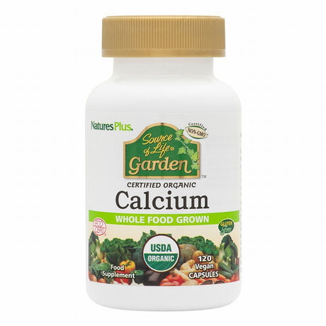 Nature's Plus Source of Life Garden Organic Calcium capsules 1000mg for bone density and skeletal strength 120 capsules.
