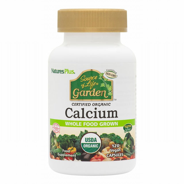 Nature's Plus Source of Life Garden Organic Calcium capsules 1000mg for bone density and skeletal strength 120 capsules.
