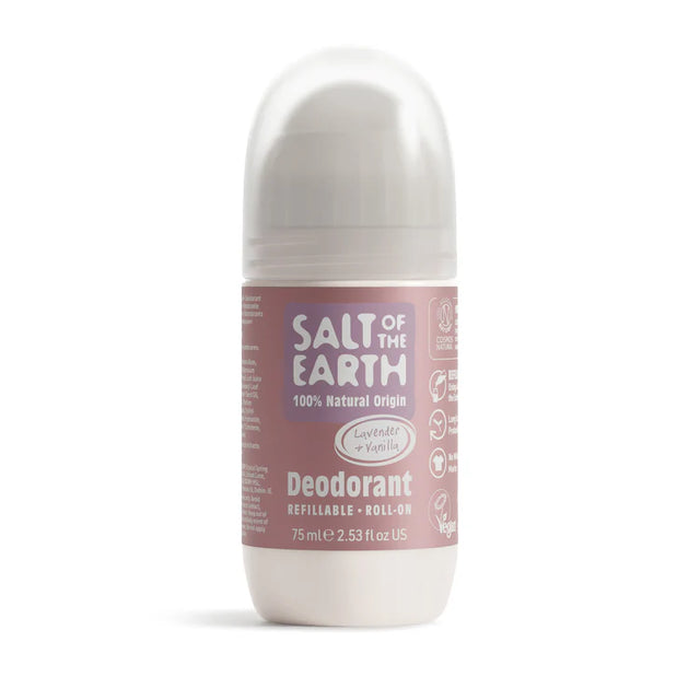 Salt of the Earth natural refillable roll-on deodorant in Lavender & Vanilla.