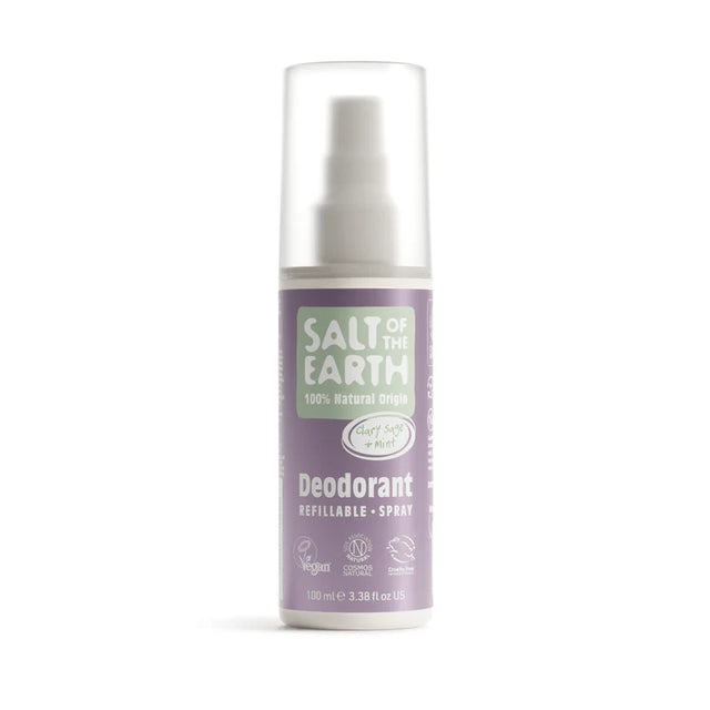 Salt of the Earth natural refillable deodorant spray in Oud & Bergamot.