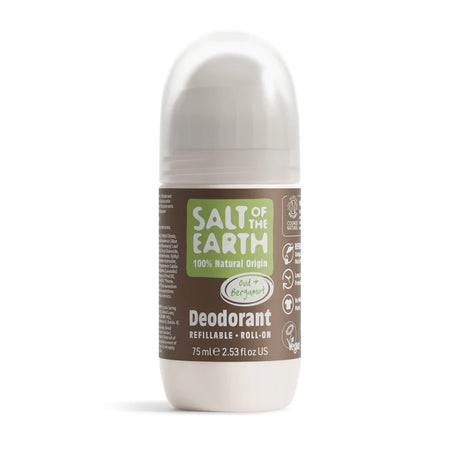 Salt of the Earth refillable roll-on deodorant in Oud & Bergamot.