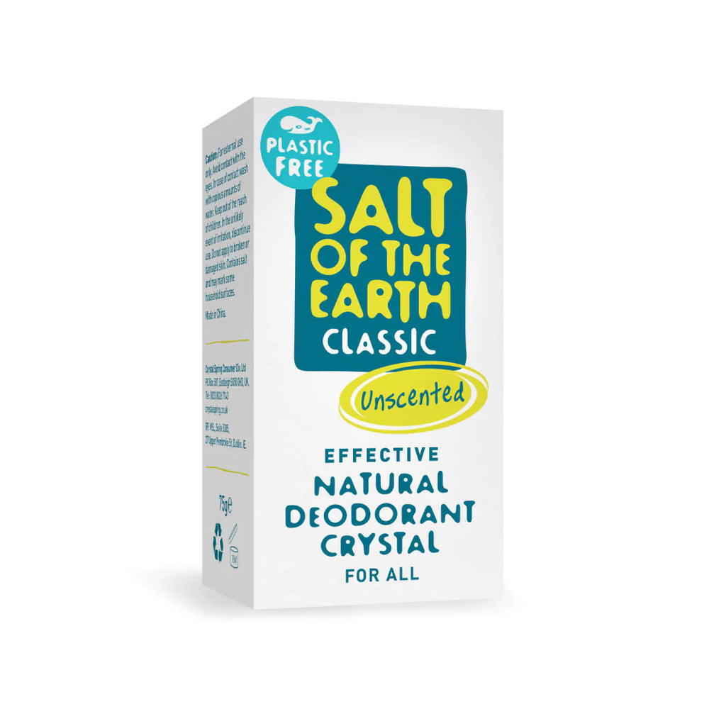 Salt of the Earth Classic Unscented plastic-free natural deodorant crystal.