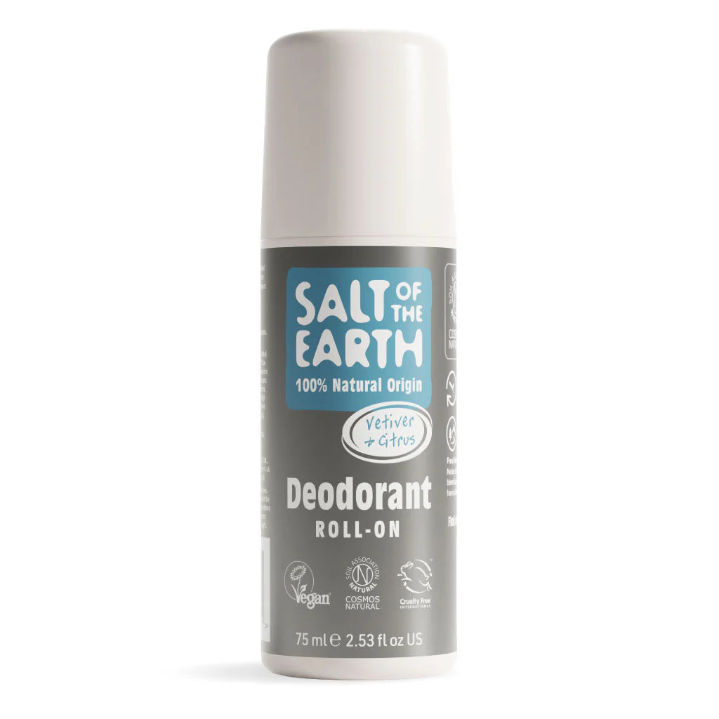 Salt of the Earth Vetiver and Citrus natural deodorant spray.